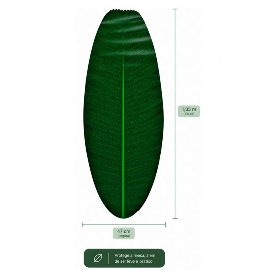 Trilho Para Mesa Folha 105 x 47cm Verde Mimo Style